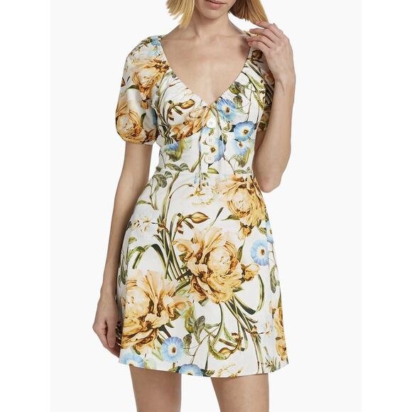 Favorite Daughter Dresses & Skirts - Favorite Daughter The Beloved Floral Mini Dress Short Puff Sleeves Size 14